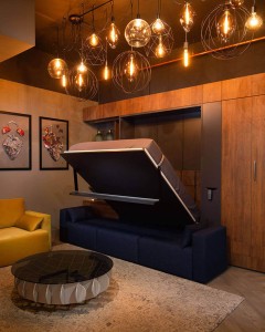 ROYAL Queen Wall Bed with Sectional Sofa and Bookcase Set — view 2