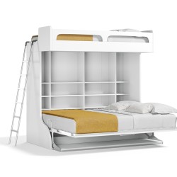 Castello Twin Over Full Wall Bunk Bed with Desk