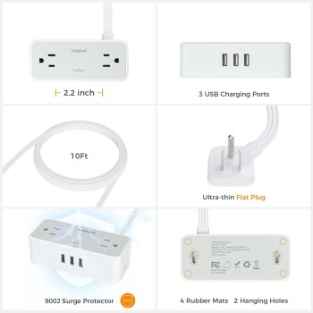 Ultra Thin Flat Plug Extension Cord 10 ft - secondary