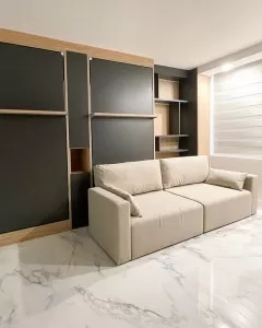 ROYAL Queen Wall Bed with Sectional Sofa and Bookcase Set — view 1